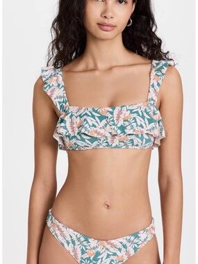 Eberjey Teal & Blush Floral Ruffle Bikini Set